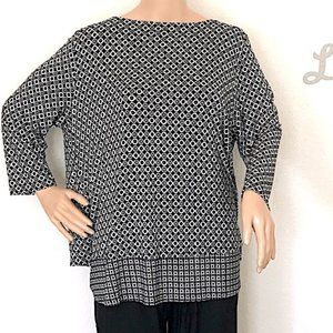 J. Jill Wearever Black & White Print Top